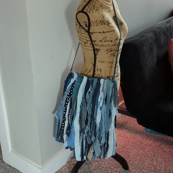 Custom jean fringe purse - Picture 1 of 3